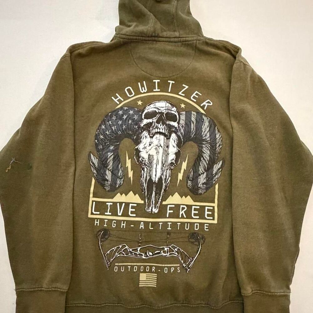 Howitzer Men's Khaki and Green Hoodie Medium